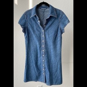 classic denim short sleeve mini dress
